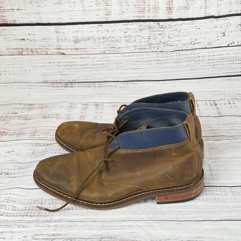 Cole Haan Mens Brown Leather Chukka Boots Blue Trim Size 8‎ M